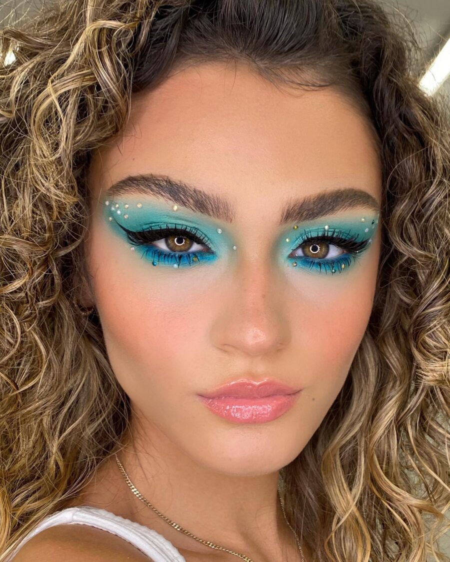 Bold Baby Blue Glam for a Stunning Look