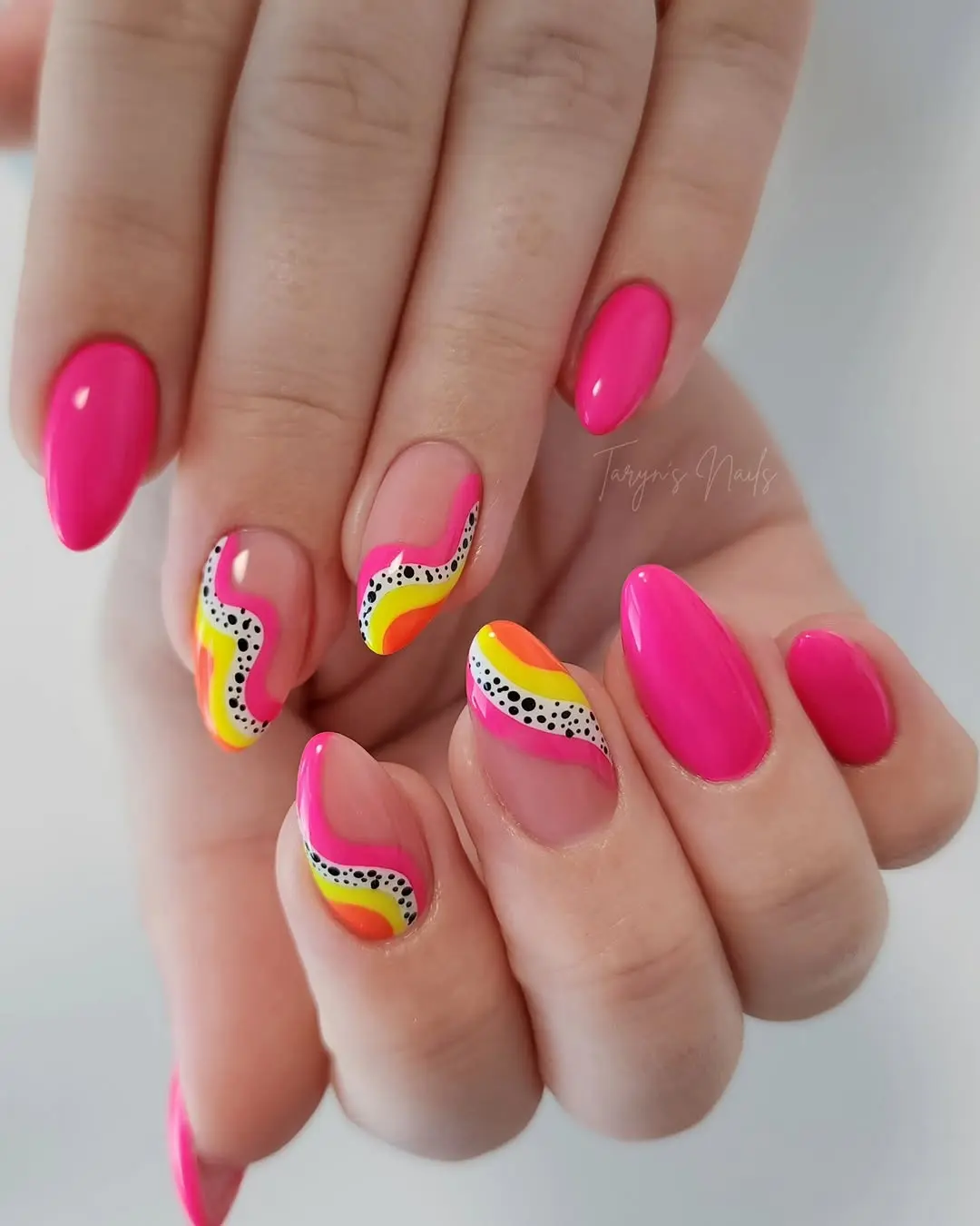 Stunning Hot Pink Nail Art with Vibrant Accents