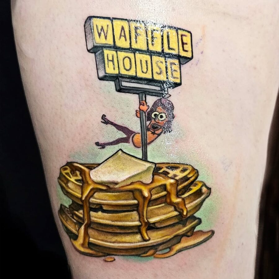 Unique Waffle House Tattoo with Playful Vibes