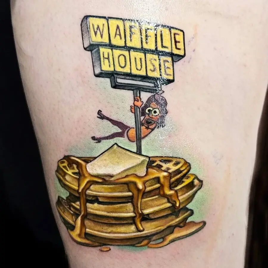 Unique Waffle House Tattoo with Playful Vibes