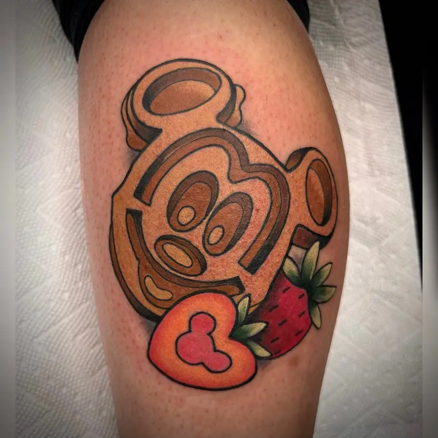 Charming Mickey Waffle Tattoo with Strawberries