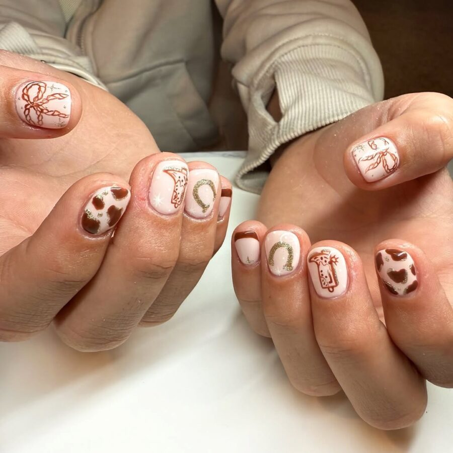 Chic Western-Inspired Nail Art Design Showcase