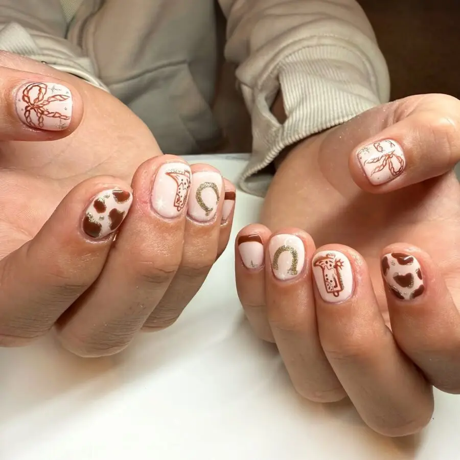 Chic Western-Inspired Nail Art Design Showcase