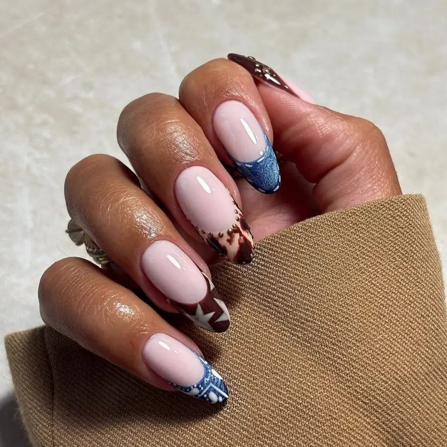 Stylish western-inspired nails with unique designs