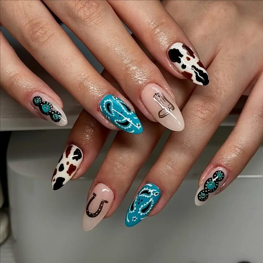 Stylish western-themed nail art concept