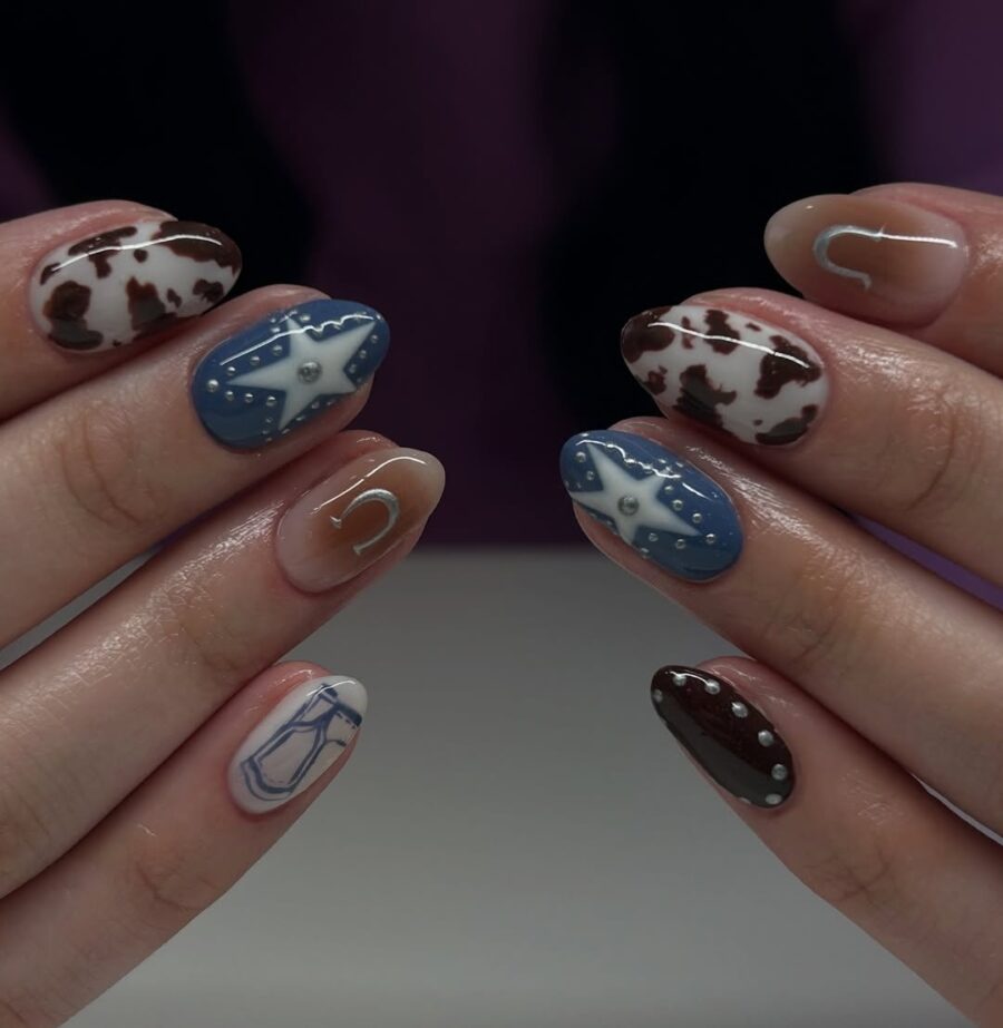 Stylish Western-Inspired Nails with Unique Designs