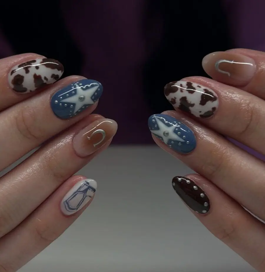 Stylish Western-Inspired Nails with Unique Designs