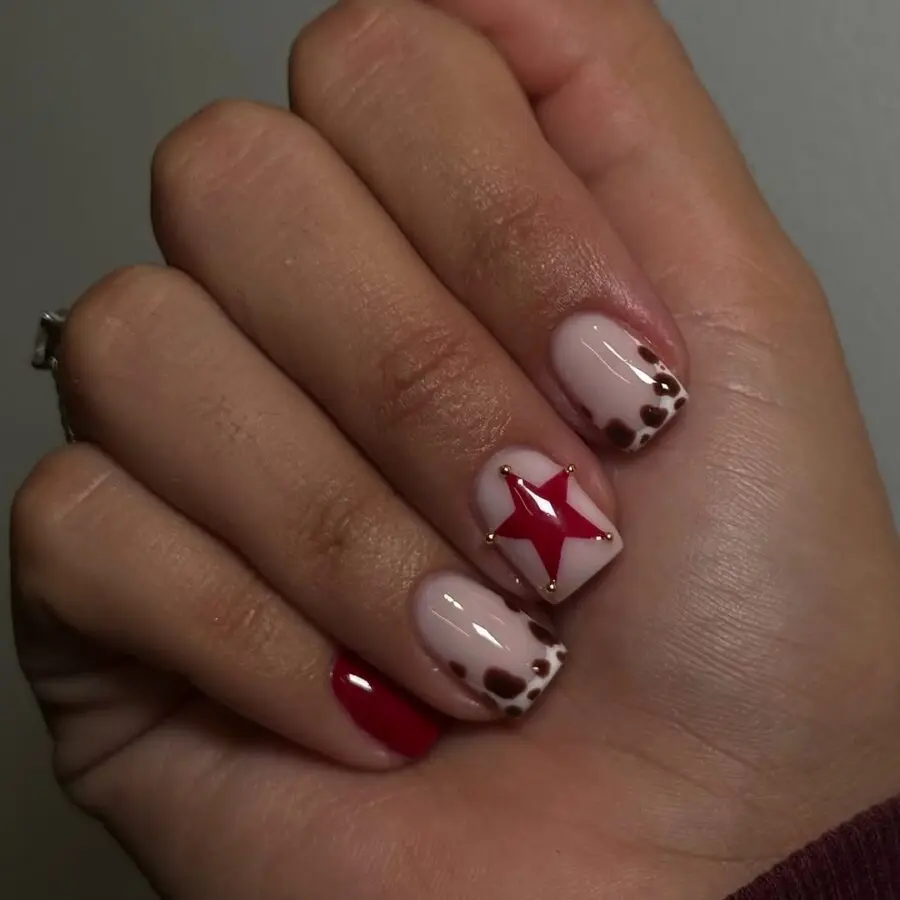 Chic Western Nails with Star Accent