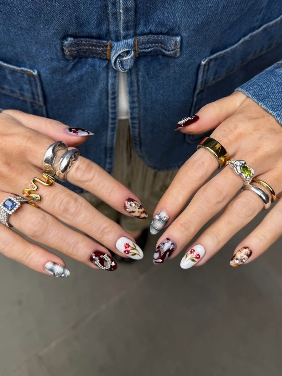 Chic Western Nail Art with Elegant Rings