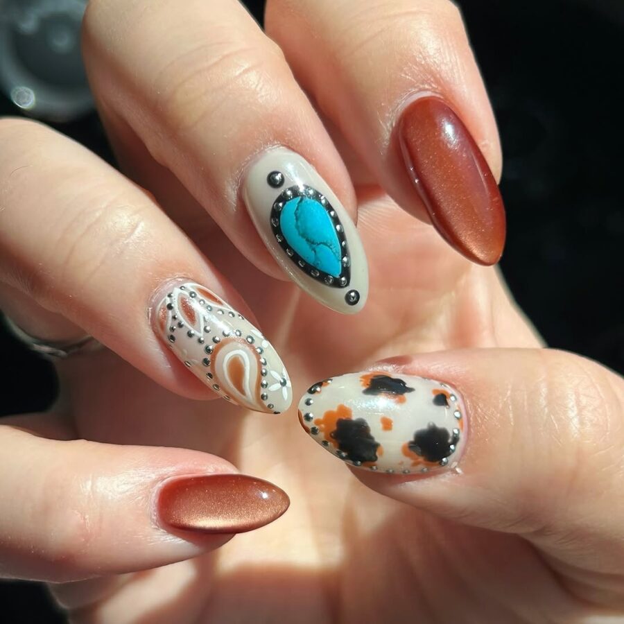 Stylish Western-Inspired Nail Art Design