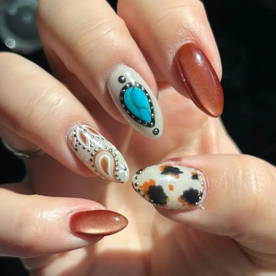 Stylish Western-Inspired Nail Art Design