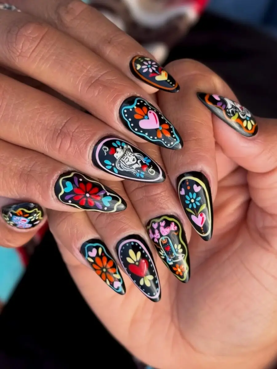 Bold and Colorful Western-Inspired Nail Art