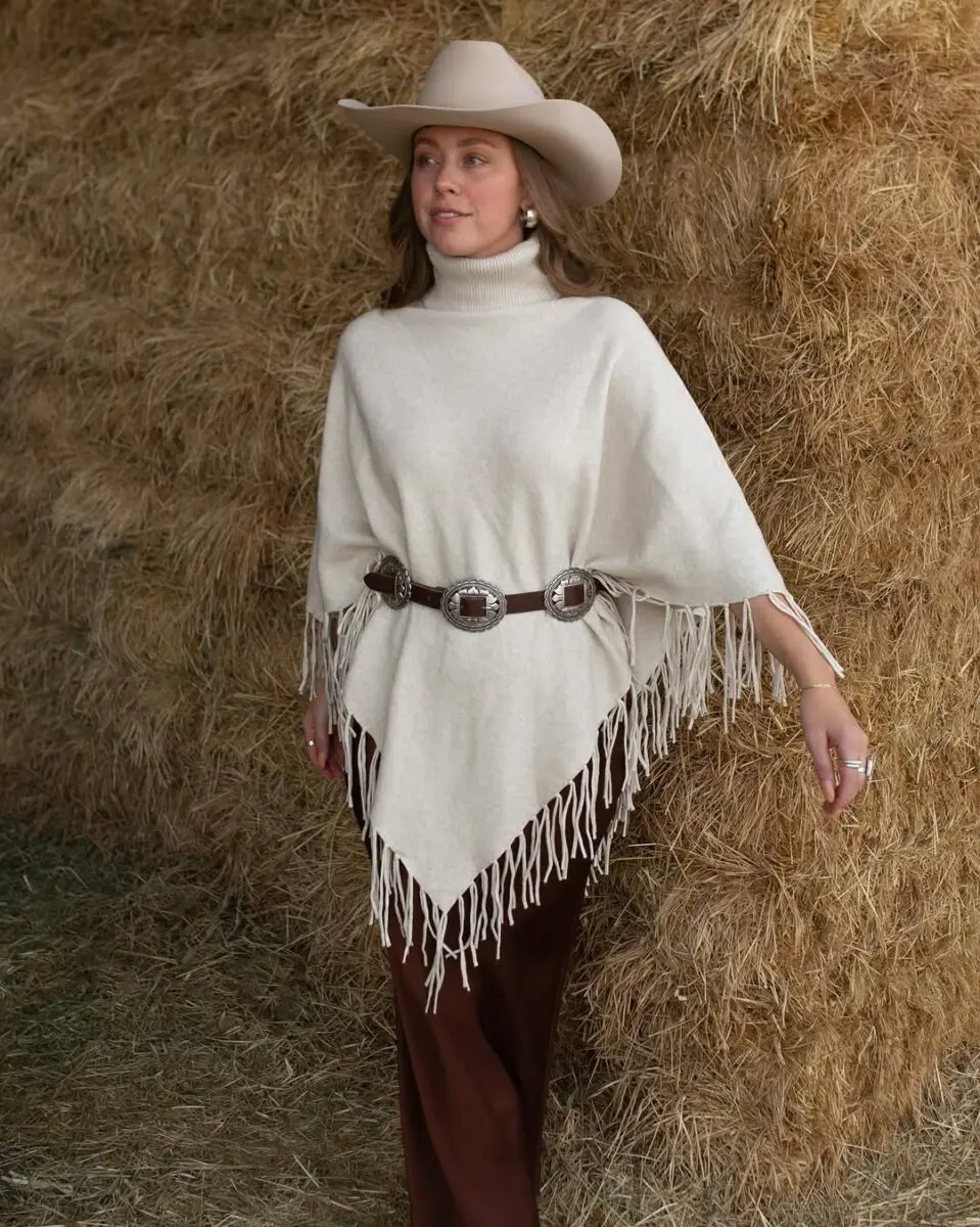 Chic western poncho style with elegant details