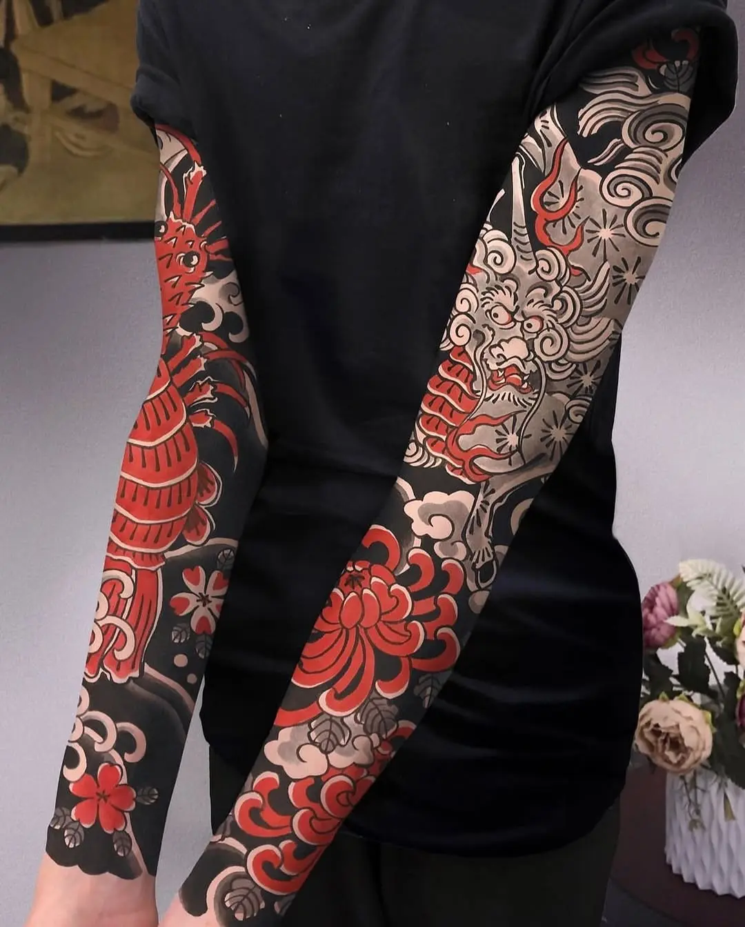 Detailed Yakuza Tattoo Art on Full Sleeves