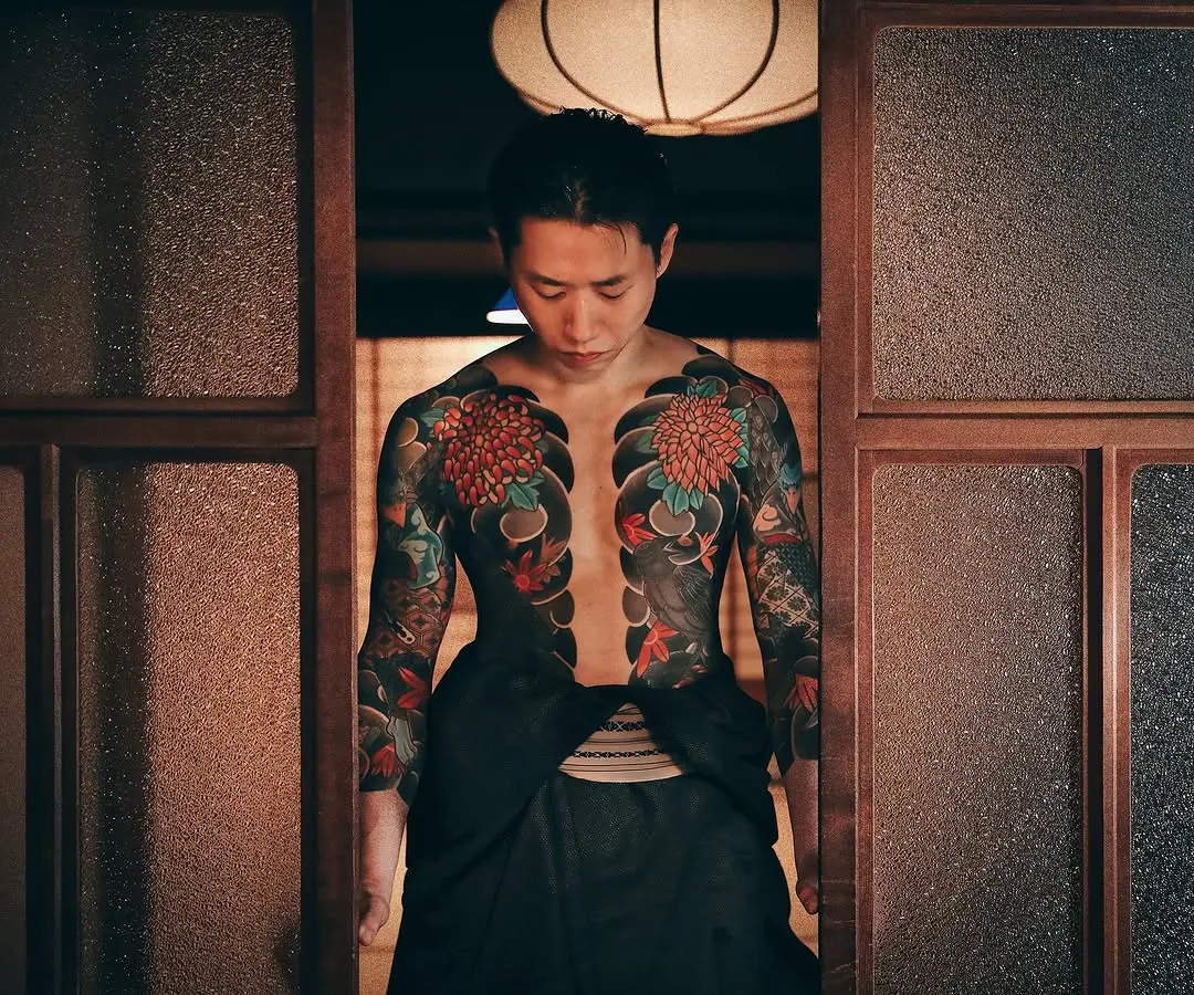 Intricate patterns of traditional yakuza tattoos