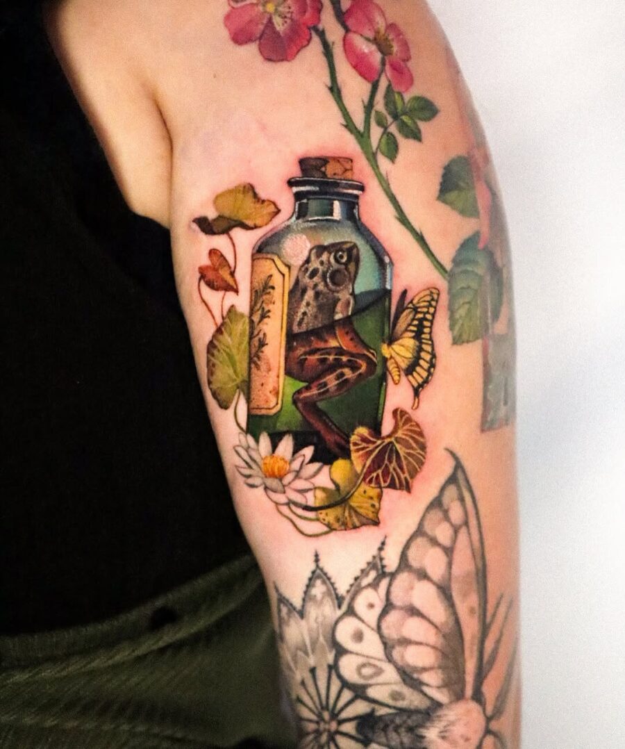 Nature-inspired tattoo with vibrant details