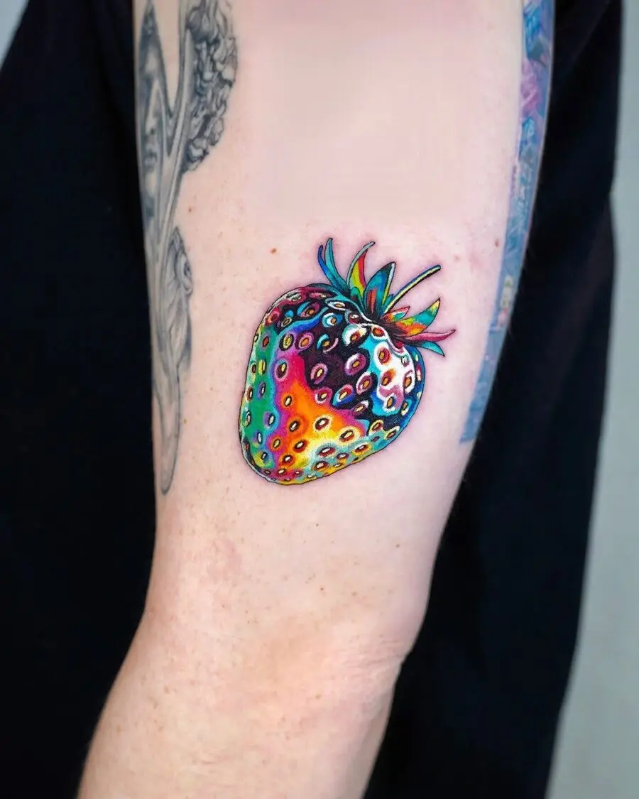 Vibrant Strawberry Tattoo Pops with Color