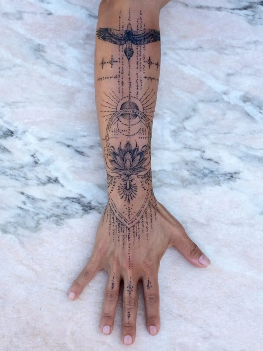Intricate geometric lotus with celestial accents