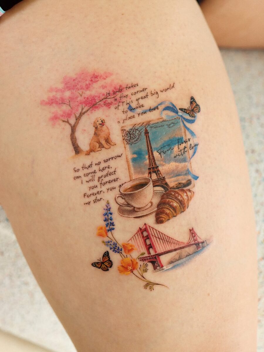 Aesthetic tattoo blending nature and personal elements
