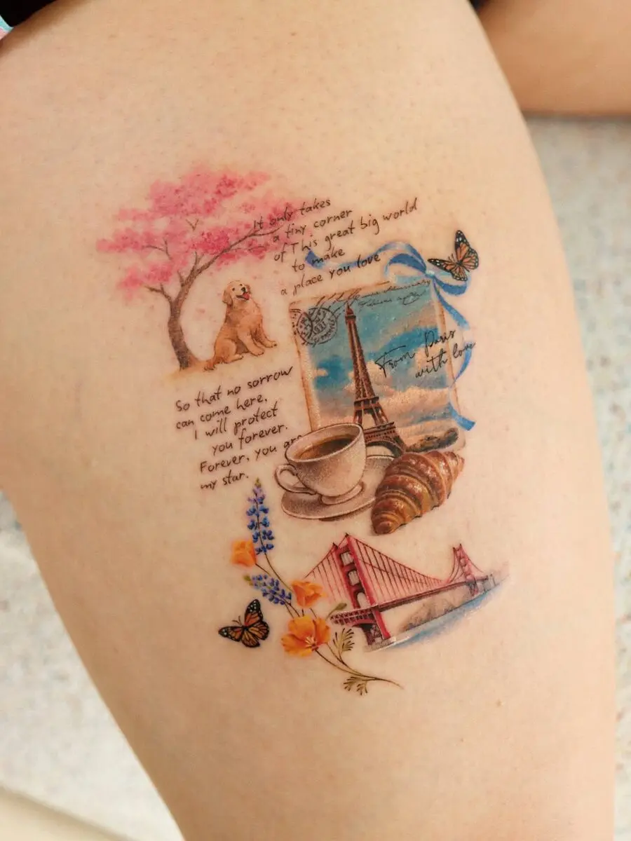 Aesthetic tattoo blending nature and personal elements