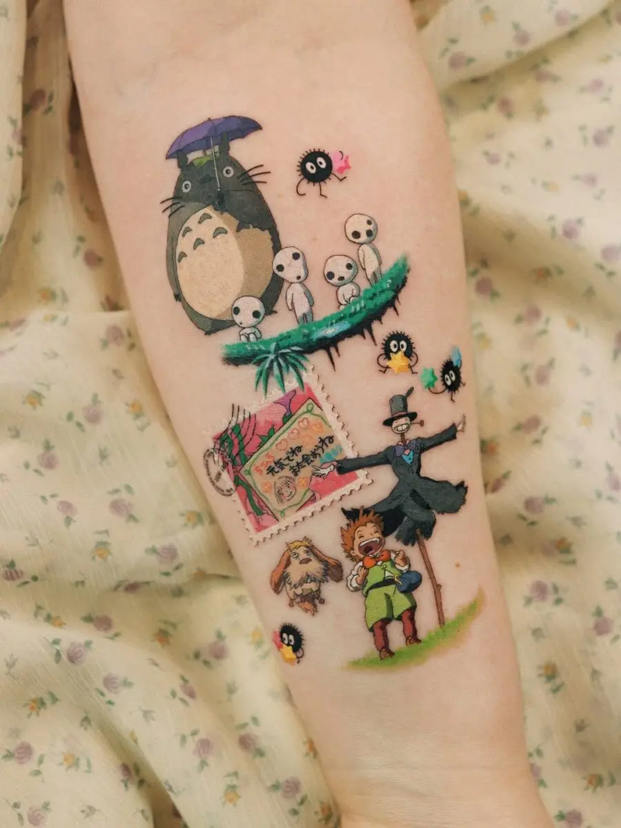 Whimsical Aesthetic Tattoos with Totoro Theme