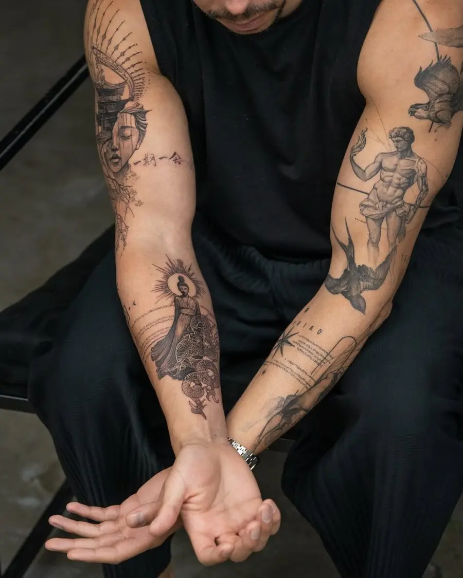 Intricate aesthetic tattoos showcasing unique artistry