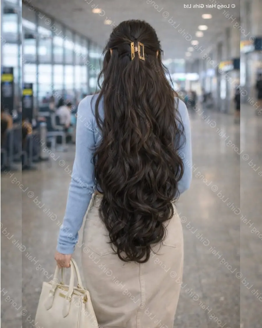 Chic Half-Up Curls for Effortless Travel Style