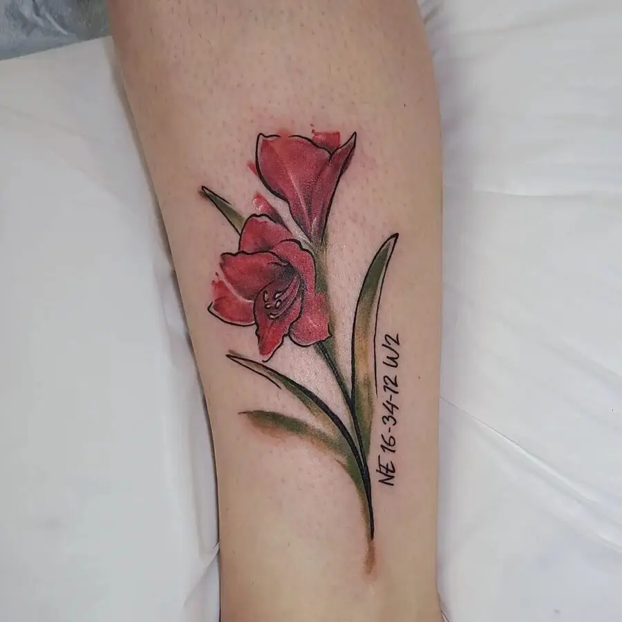 Beautiful amaryllis tattoo with vibrant colors