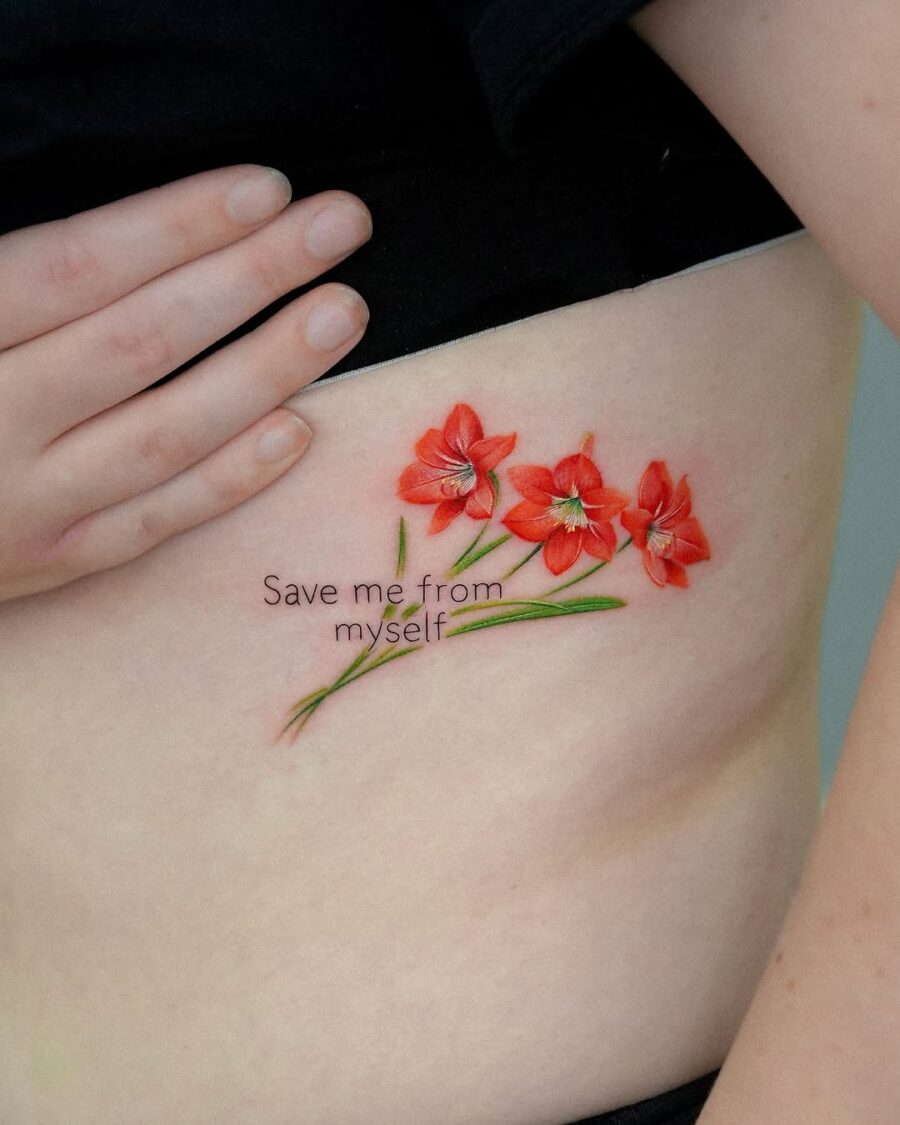 Amaryllis Tattoo with a Powerful Message