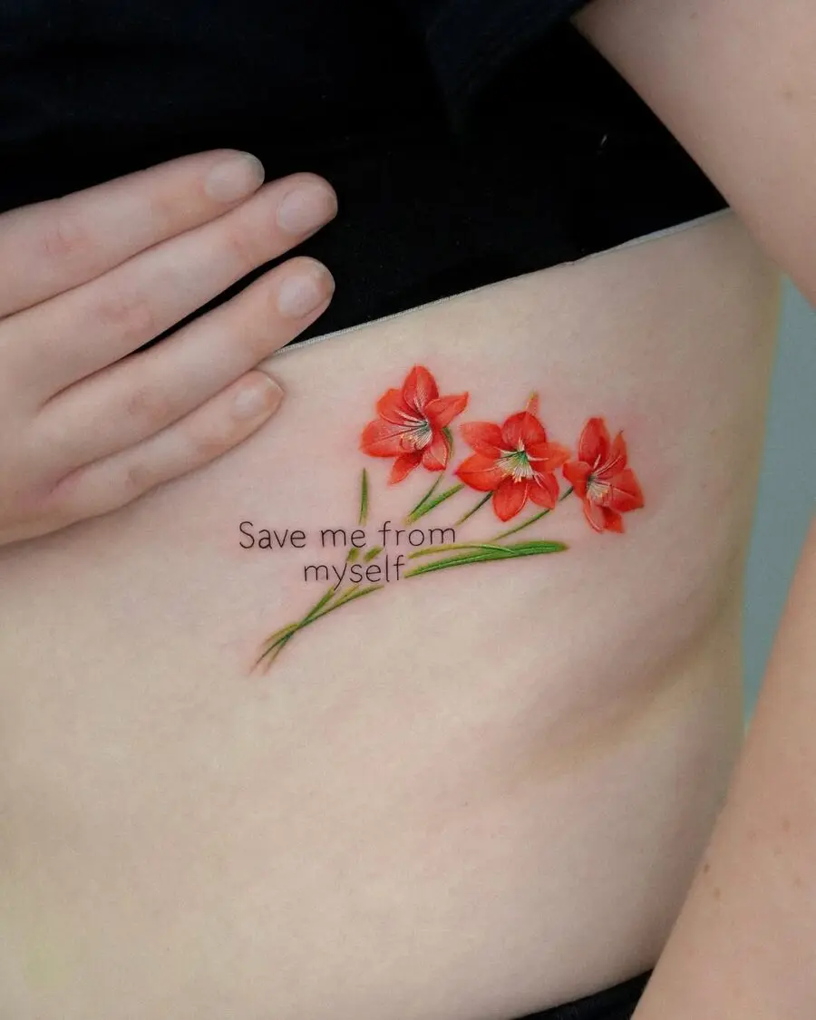 Amaryllis Tattoo with a Powerful Message