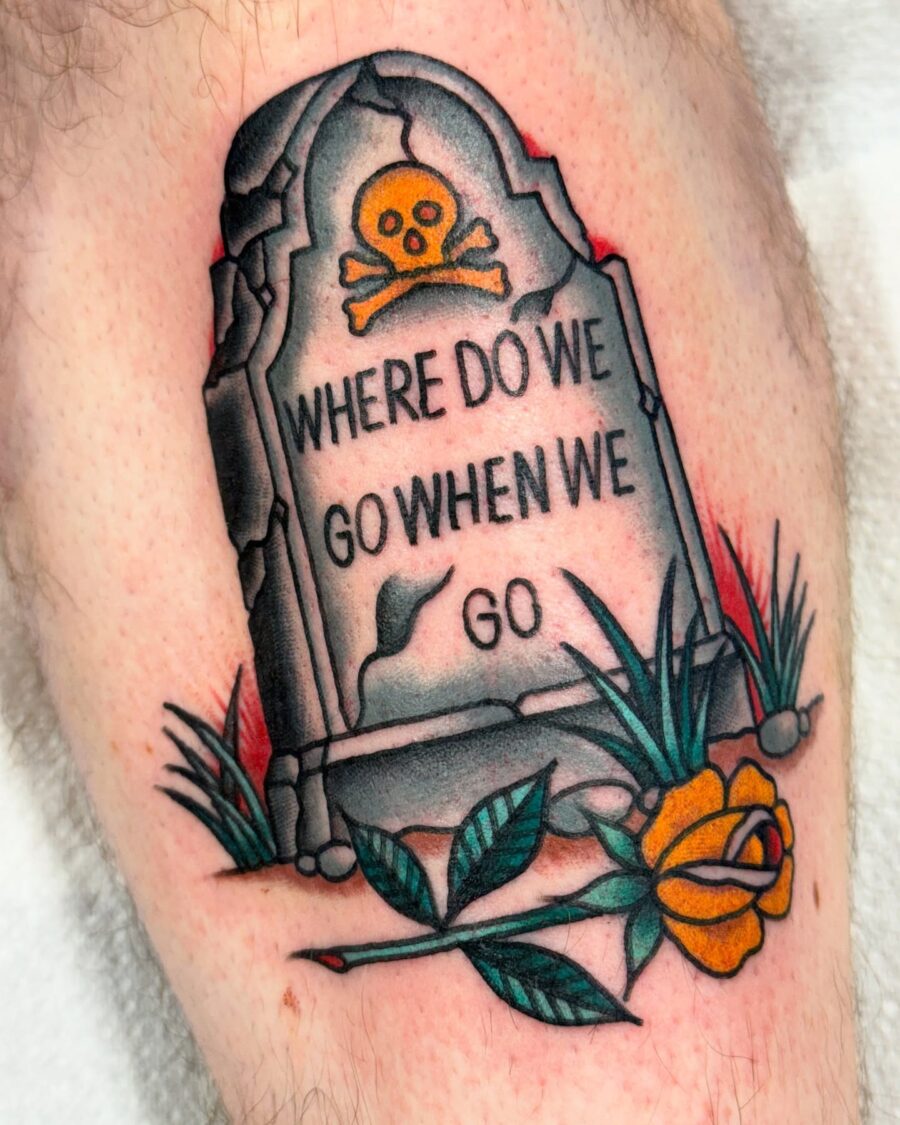 Bold Americana Tattoo Featuring Tombstone Design
