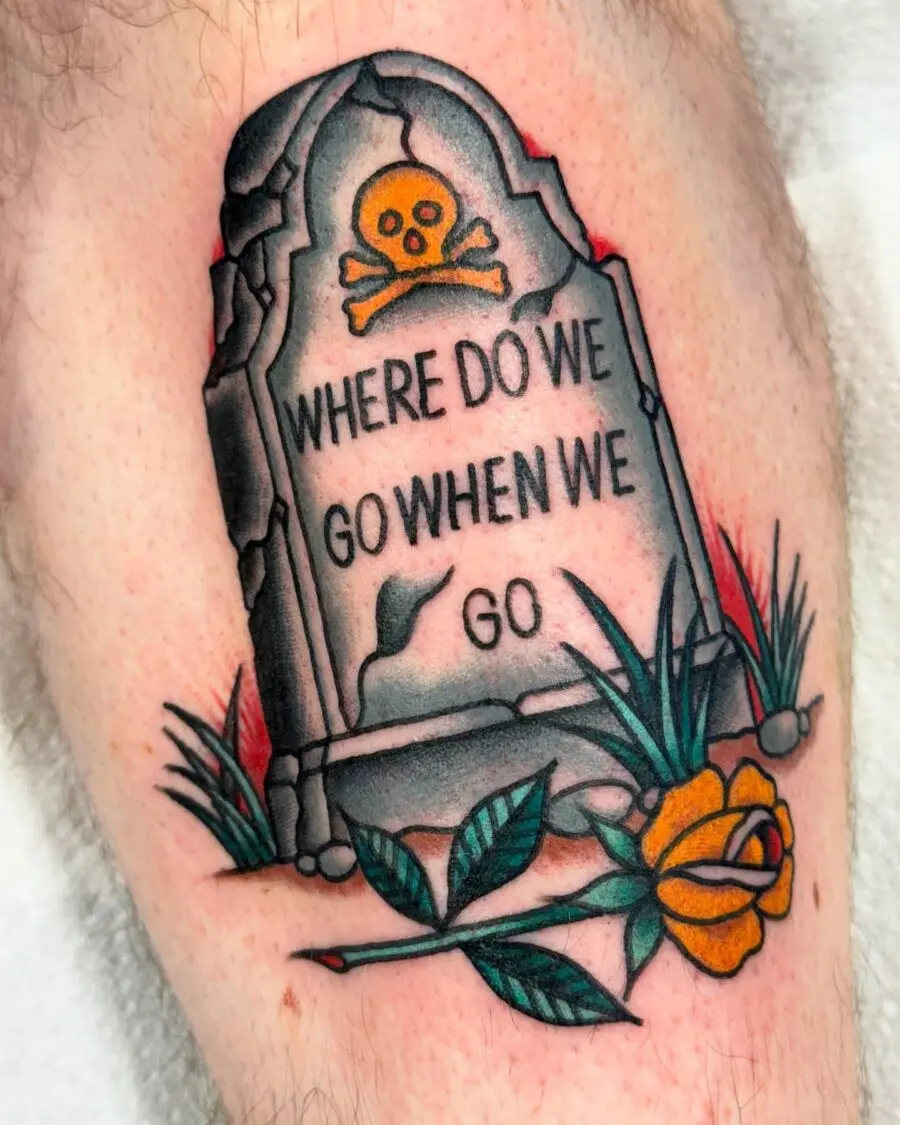 Bold Americana Tattoo Featuring Tombstone Design