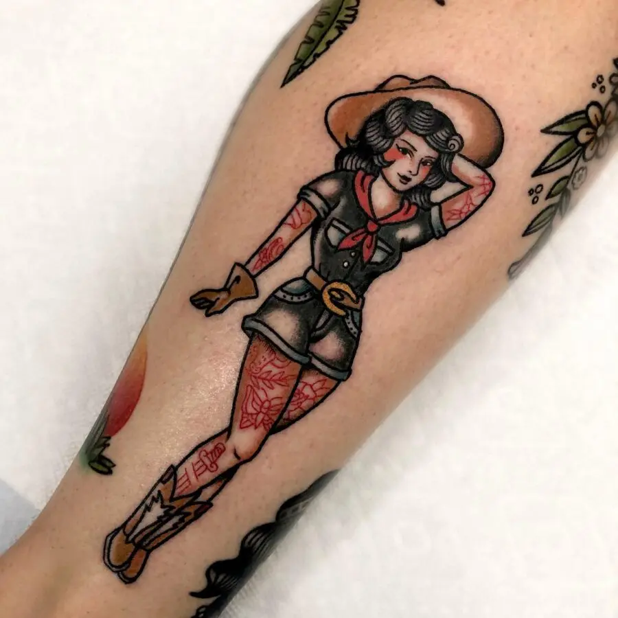 Colorful Americana pinup style tattoo artwork