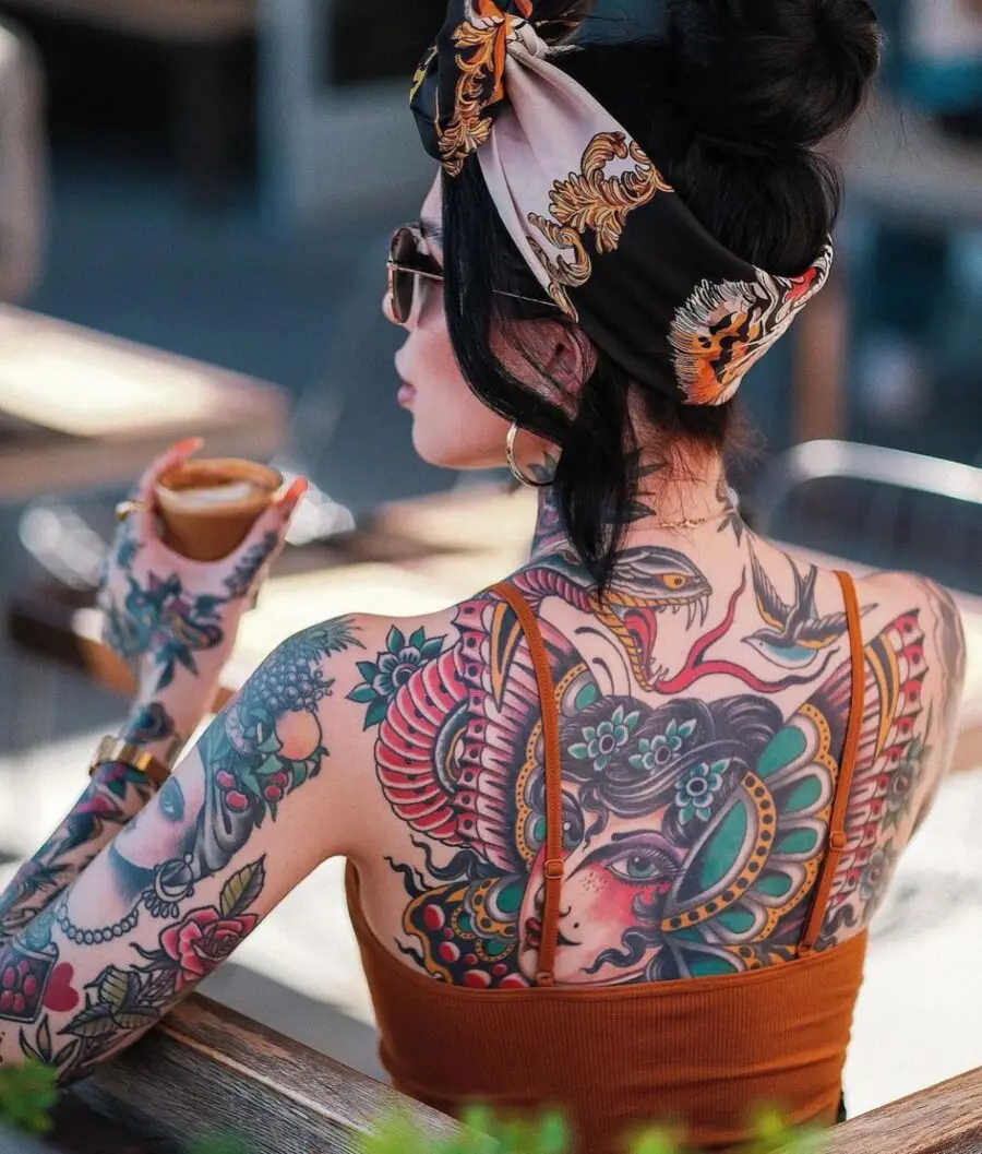 Vibrant Americana tattoo designs on display