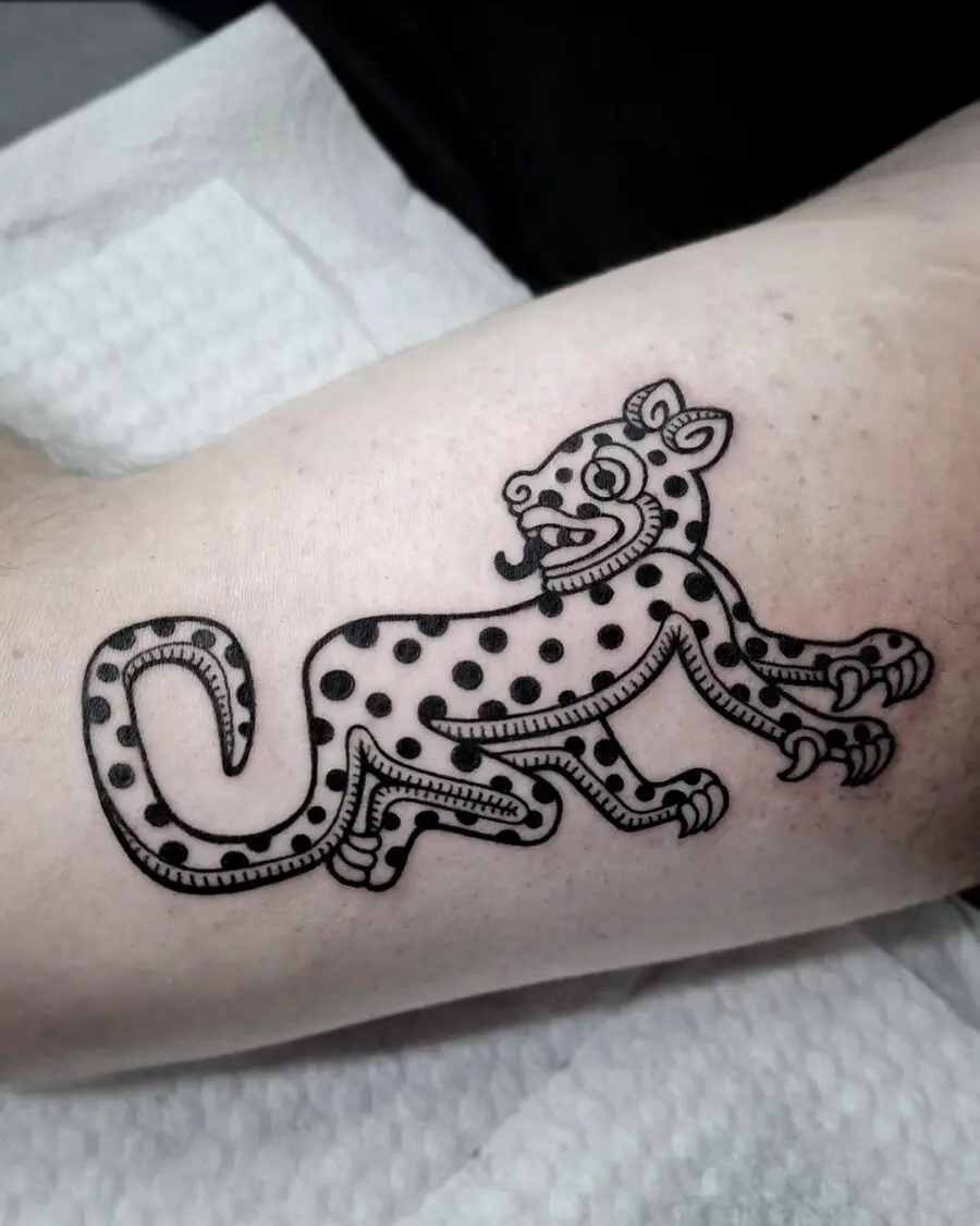 Elegant Ancient Art Leopard Tattoo Design