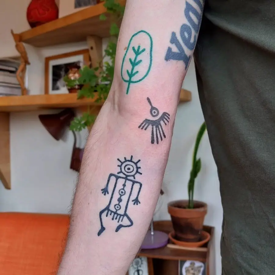 Hand-drawn symbols inspired by ancient art culture