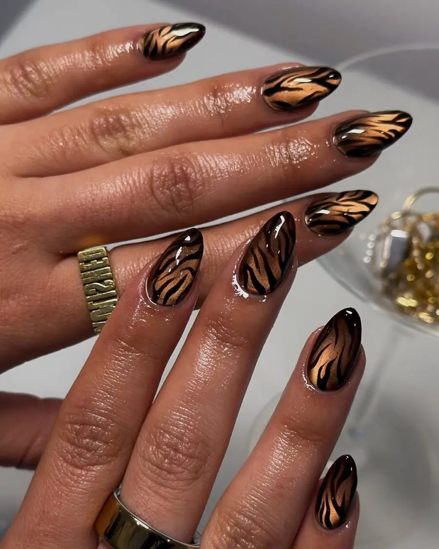 Sleek and Bold Animal Print Nail Art