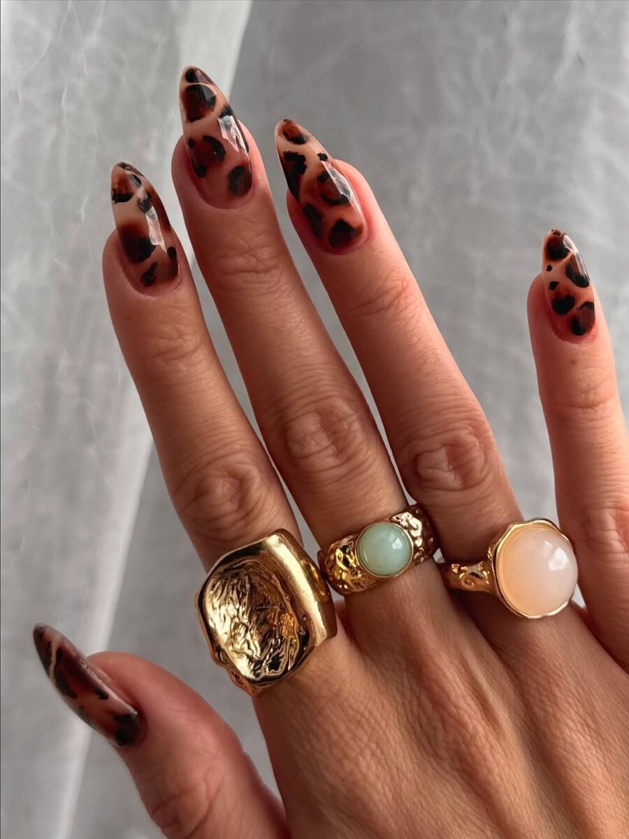 Chic Leopard Print on Elegant Long Nails