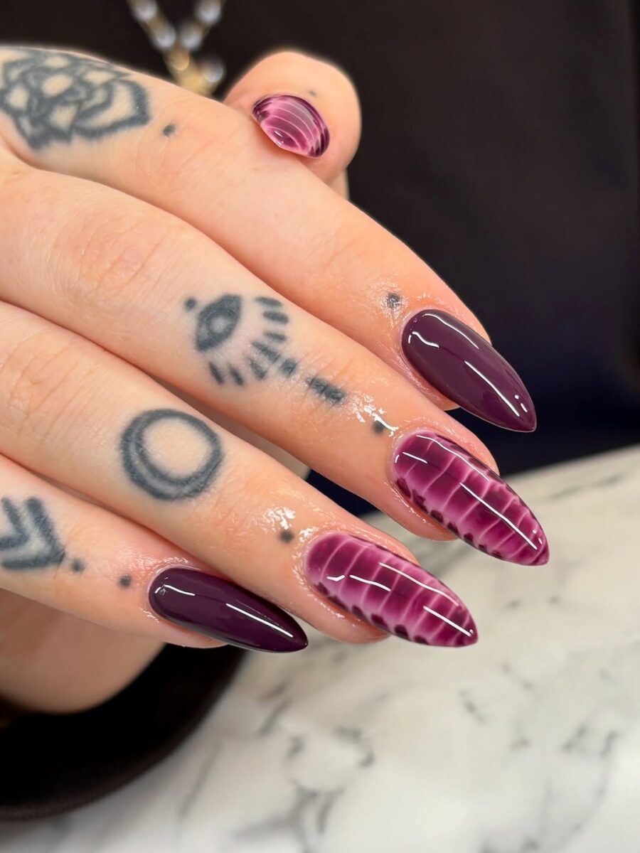 Chic Purple Animal Print Nail Design
