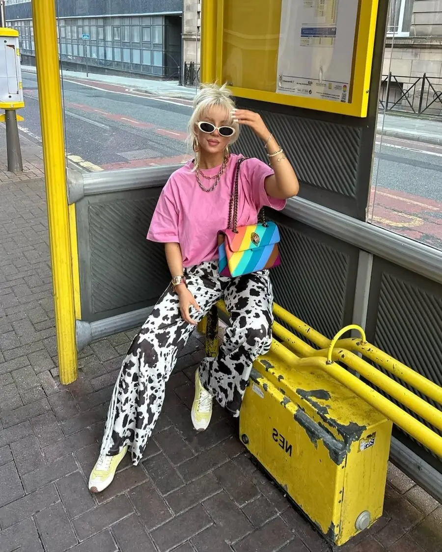Chic and bold animal print street style ensemble