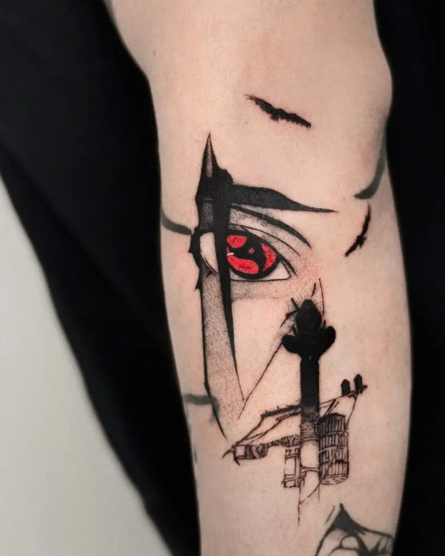 Striking and bold anime-inspired eye tattoo