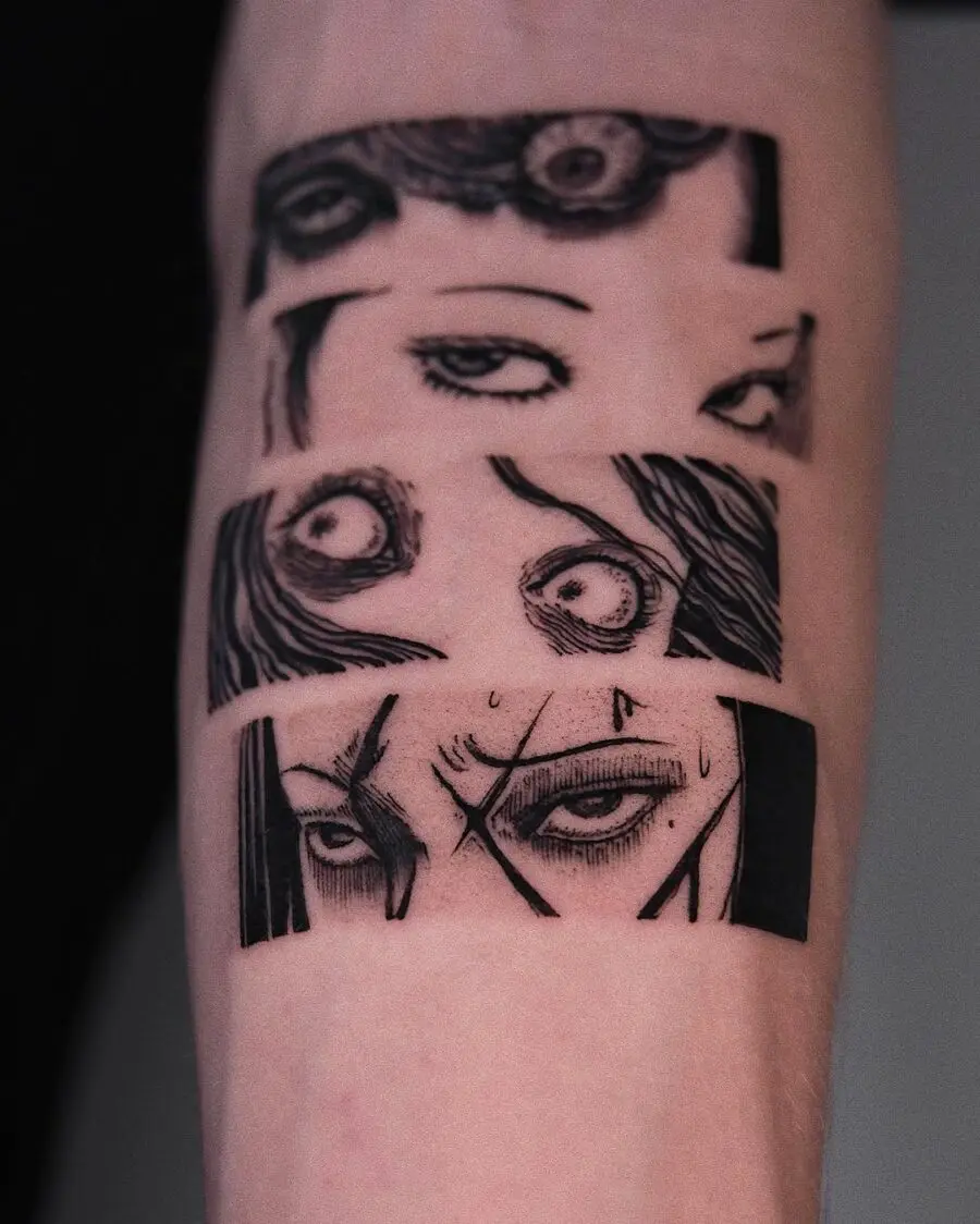Artistic interpretation of anime eye tattoos