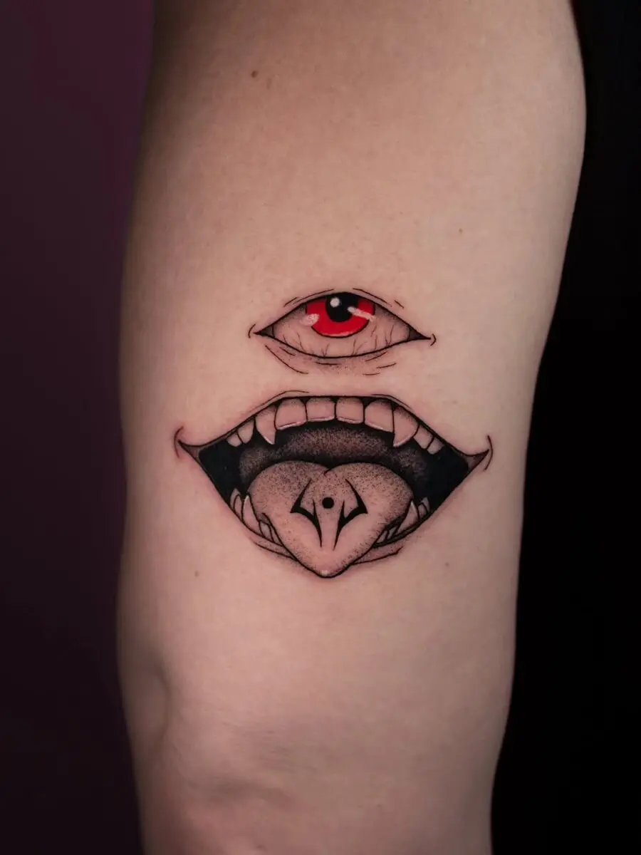 Unique Anime Eye and Mouth Tattoo Design