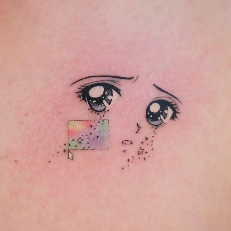 Delicate Anime Eyes with Starry Accents