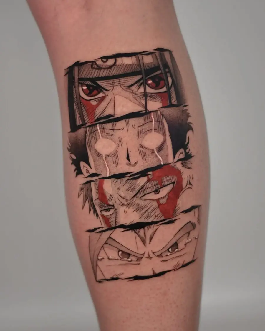 Vivid Anime Eyes Tattoo Illustrating Emotional Depth