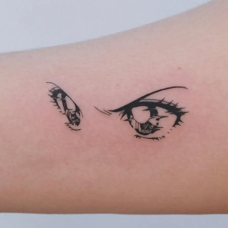 Stunning anime eyes tattoo art in ink