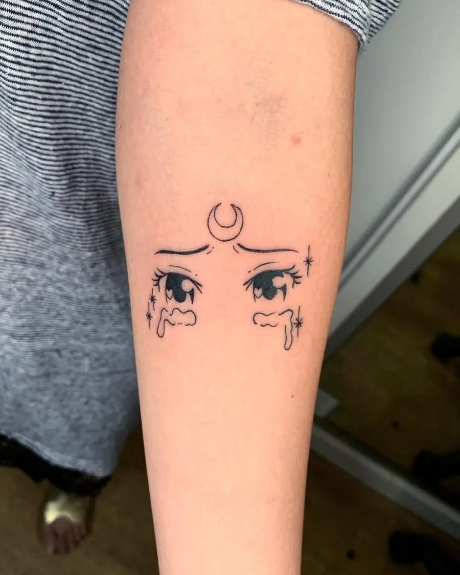 Emotional anime eyes with celestial accents