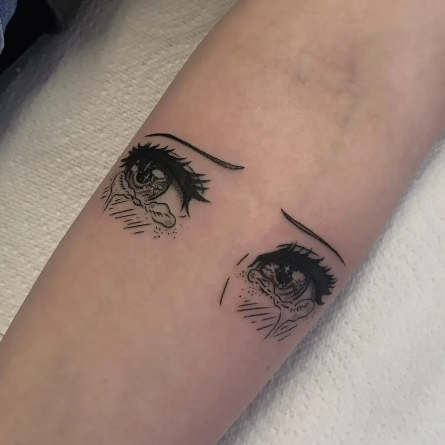Expressive anime eyes tattoo for emotional appeal