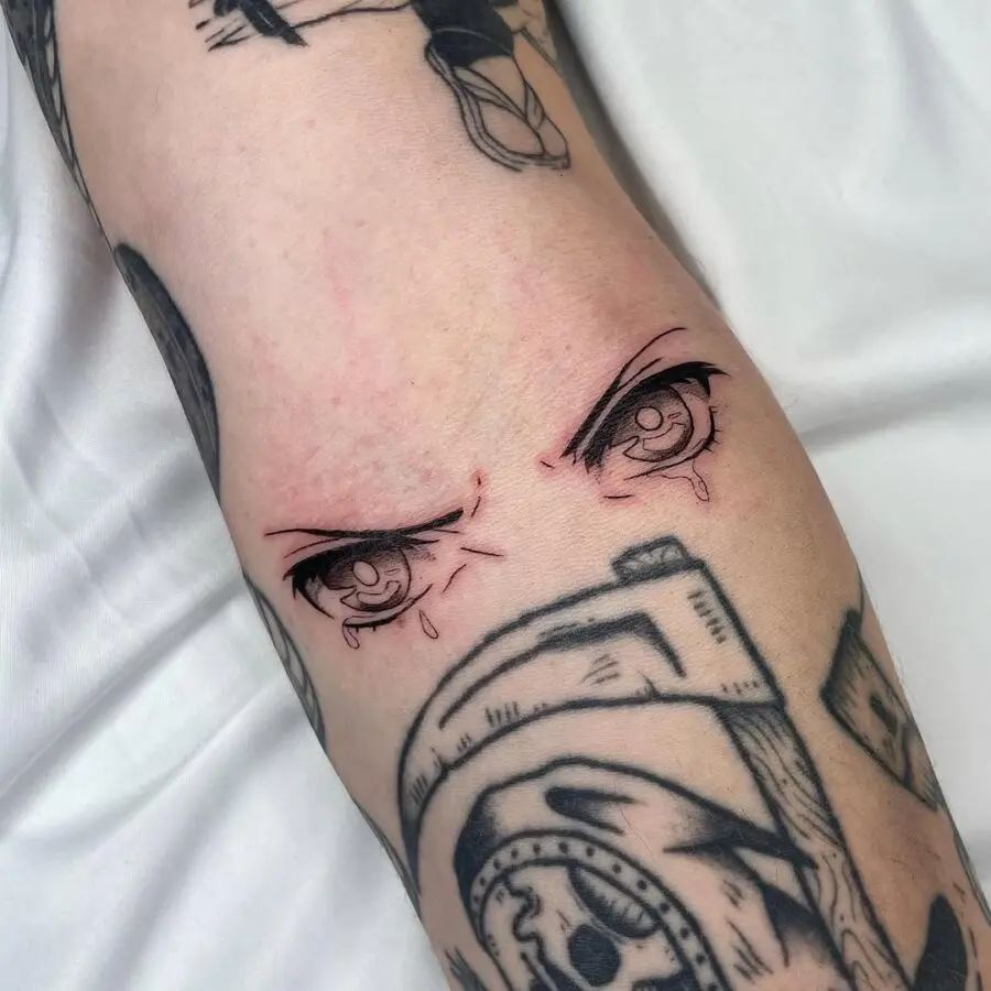 Expressive anime eyes with a tearful vibe