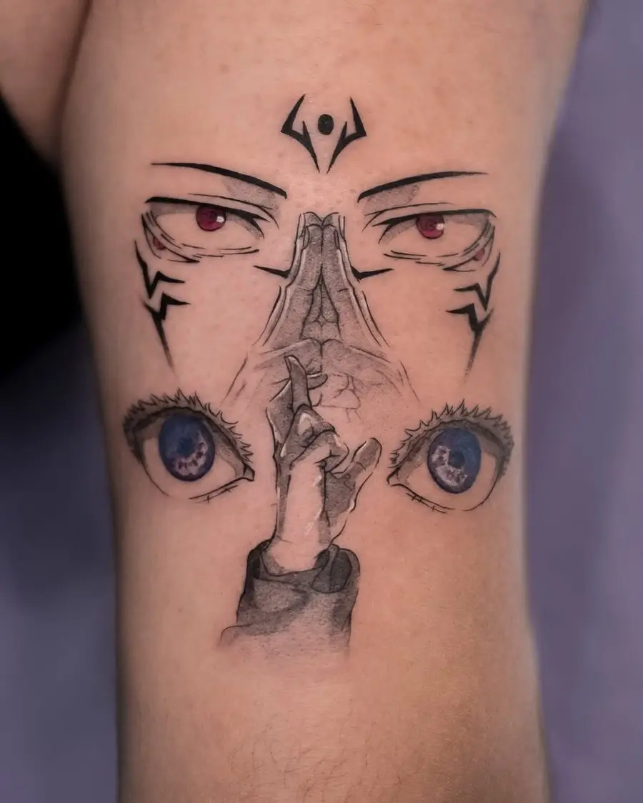 Unique anime eyes tattoo with intricate detail